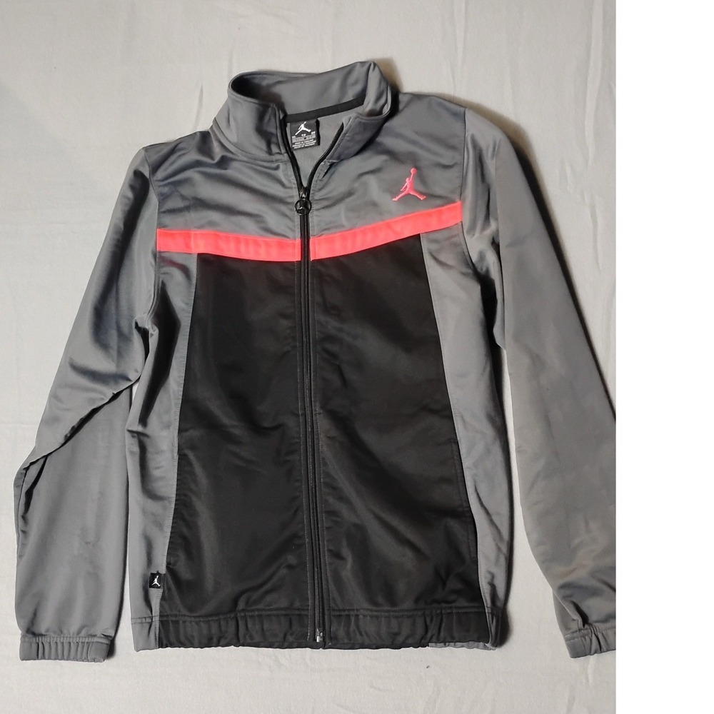 Jordan Track Jacket Zip Up Gray‎ Black Pink Logo Kids XL Youth Activewear